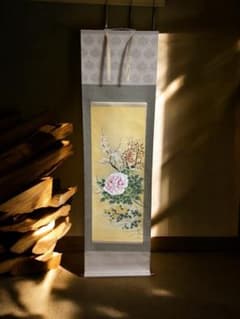 真作 掛軸 田中珠香 絹本 四季草花 共箱 日本書画 - メルカリ