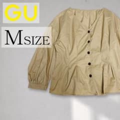 GU ジーユー フロントボタン ボリュームスリーブ ブラウス ベージュ Mのサムネイル
