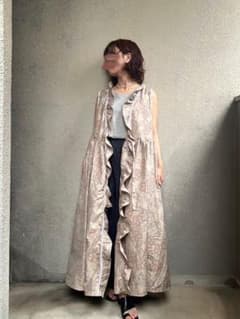着物リメイク/大島紬/ロングジレ/ワンピース/フリル付き 着物リメイク/大島紬/ロングジレ/ワンピース/フリル付き - メルカリ