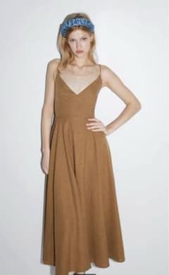 ZARA 即完 希少 リネンロングキャミワンピースのサムネイル