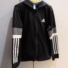 adidas キッズ ジップアップパーカー ブラック130のサムネイル