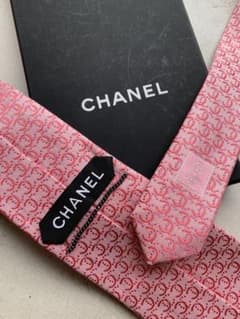 極美品】CHANEL シルク100%ネクタイ ココマーク ピンク イタリア製