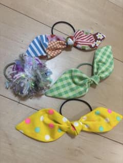 ハンドメイド ヘアゴム 7点セット リボン ポンポンのサムネイル
