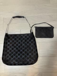 【GUCCI】 GG柄 スエード ショルダーバッグ ポーチ付きのサムネイル