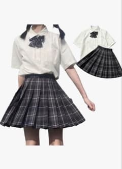女子高生 制服セット 半袖シャツ チェックプリーツスカート サイズL ハロウィンのサムネイル