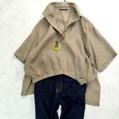 ミューニックリネン 半袖 プルオーバー シャツ ブラウス トップス 麻 