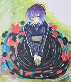 手描き アナログイラスト 色紙（中） コピック 金魚 擬人化 - メルカリ