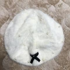 ファー ベレー帽✳︎ホワイトパール付きのサムネイル