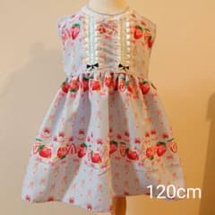 120cm♡ワンピース♡いちごホイップ(ブルー)のサムネイル