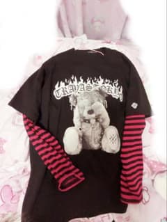 TRAVAS TOKYO クマプリント長袖ロングTシャツ 赤のサムネイル