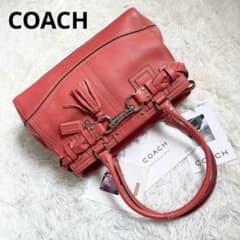 未使用級 COACH ミニボストン ミディアム 革 レザー A4収納 赤系 