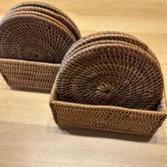 アシタバ　ラタン製コースター 収納ケース付きのサムネイル