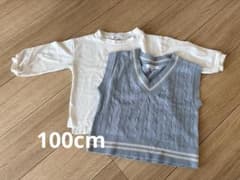 GLOBAL WORK キッズ ニットベスト＆長袖カットソー 100cmのサムネイル
