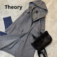 極美品✨22AW セオリー フードラムウールコート グレー ジップ 通勤 L 極美品＊22AW セオリー フードラムウールコート グレー 通勤 S 現行