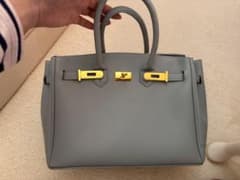 ライトブルー ハンドバッグ ゴールド金具のサムネイル