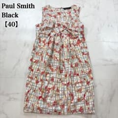 Paul Smith 総柄ノースリーブ Aラインワンピース 38 M相当 ポールスミスブラック ノースリーブワンピース 総柄 チェック柄