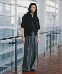 wym 半袖 ニット シャツ カーディガン チャコール Mのサムネイル