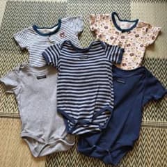 半袖ロンパース肌着　5枚セット　80センチ　男の子のサムネイル