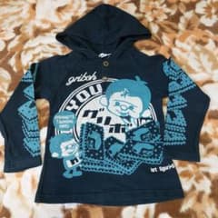 フード付きネイビー 長袖服　95のサムネイル