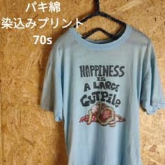 ヴィンテージTシャツ　パキ綿　染み込みプリント　70s　臓器