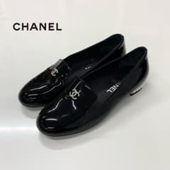 シャネル ココマーク パテント パール オペラシューズ ローファー