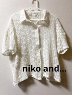 niko and... レースブラウス 半袖 透かし編み コットン アイボリーのサムネイル