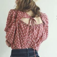 ECLIN 에쿠란 2way 오픈 백 리본 블라우스 F 사이즈 a543