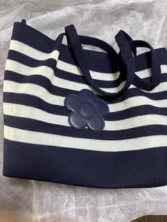 MARY QUANT ボーダー トートバッグ ネイビー - メルカリ