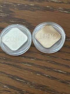 기념 메달 1990년 2000년 사각형 2장 세트