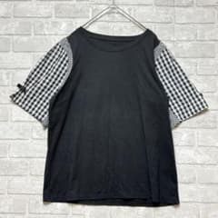 ＆ラブ 半袖カットソー XL ブラック チェック リボン ガーリー 大きいサイズ