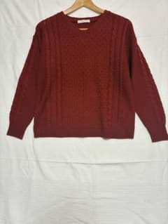 chocol raffine robe 長袖ニット Vネック ボルドーのサムネイル