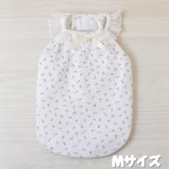 犬服 フリル リボン 小花柄 ホワイト Mサイズのサムネイル