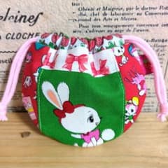 ハンドメイド まるいミニ巾着 (ハニーチューン いちご フルーツサンド