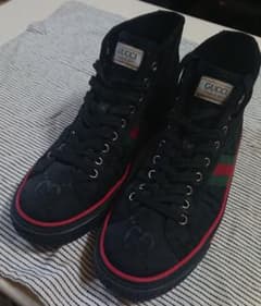 美品 希少 GUCCI 黒 ハイカットスニーカー シェリーライン 26cm相当 