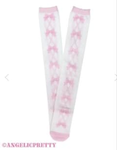 Angelic Pretty Cuteレースアップオーバーニー　シロ×ピンク