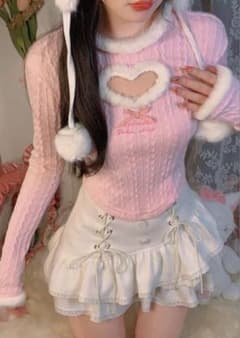 bobon21 ハートくり抜きスリムLOOKニットトップス - メルカリ