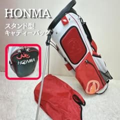 本間ゴルフ（HONMA）モグラロゴ 刺繍 スタンドキャディバッグ 赤 白 本間ゴルフ（HONMA）モグラロゴ 刺繍 スタンドキャディバッグ 赤 白
