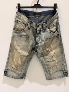 【HALB ハルプ ダメージ加工 デニムショートパンツ 日本製 M】のサムネイル