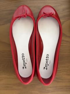 美品　Repetto 赤 フラットシューズ リボン付き レインシューズ　38 美品 Repetto 赤 フラットシューズ リボン付き レインシューズ 38