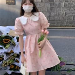 ピンク 丸襟ワンピースのサムネイル