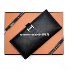 HERMES 二つ折り 長財布 ベアン スフレ ブラック✖️オレンジバイ 