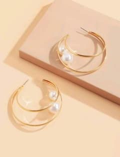 値下げ‼■パール 大ぶりピアス ゴールドのサムネイル