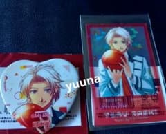 ときメモGS ラウンドワン ハート型缶バッジ ホログラムカード 佐伯瑛