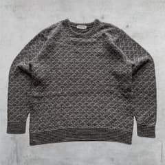 【美品】ニットセーター 立体編み ウール アンゴラ グレー M 古着のサムネイル
