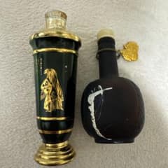 古酒 ミニボトル ブランデー 金飾り、玉露リキュール ボトル 陶器製 2本セットのサムネイル