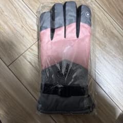 防水スキーグローブ ピンク・グレーのサムネイル