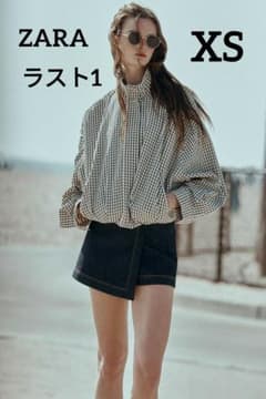 ZARA チェック柄ボンバージャケット XSサイズ - メルカリ