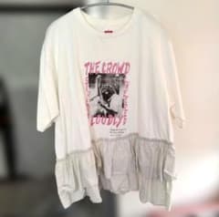 ニコアンド　niko and　フリル付きホワイトTシャツ　Mサイズのサムネイル