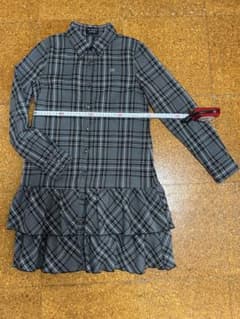 グレー系チェック フリル付きワンピース 100cmのサムネイル