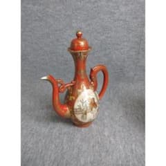 赤絵九谷金彩花鳥人物図龍持手水注 [B27943] 赤絵九谷金彩花鳥人物図龍持手水注 [B27943] - メルカリ